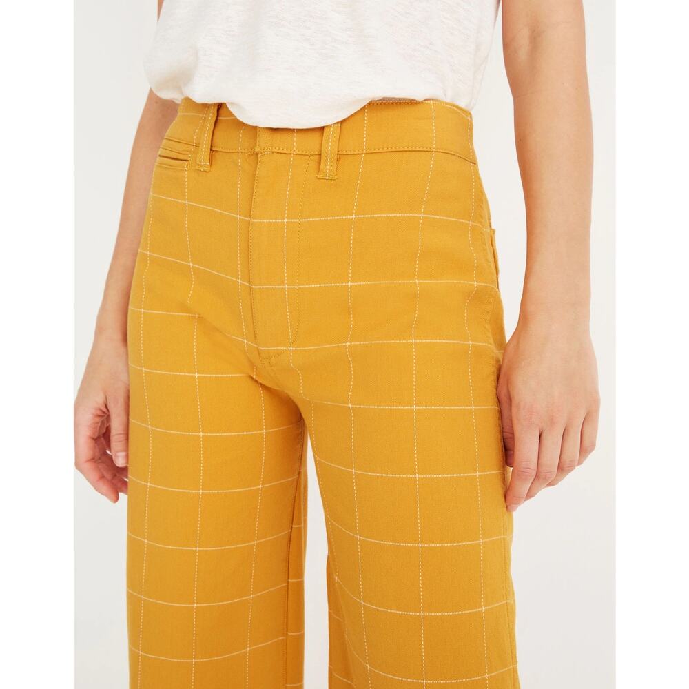 Madewell Emmett Wide Leg Crop Pants Windowpane Golden Yellow Fall Womens 29 - Picture 5 of 16